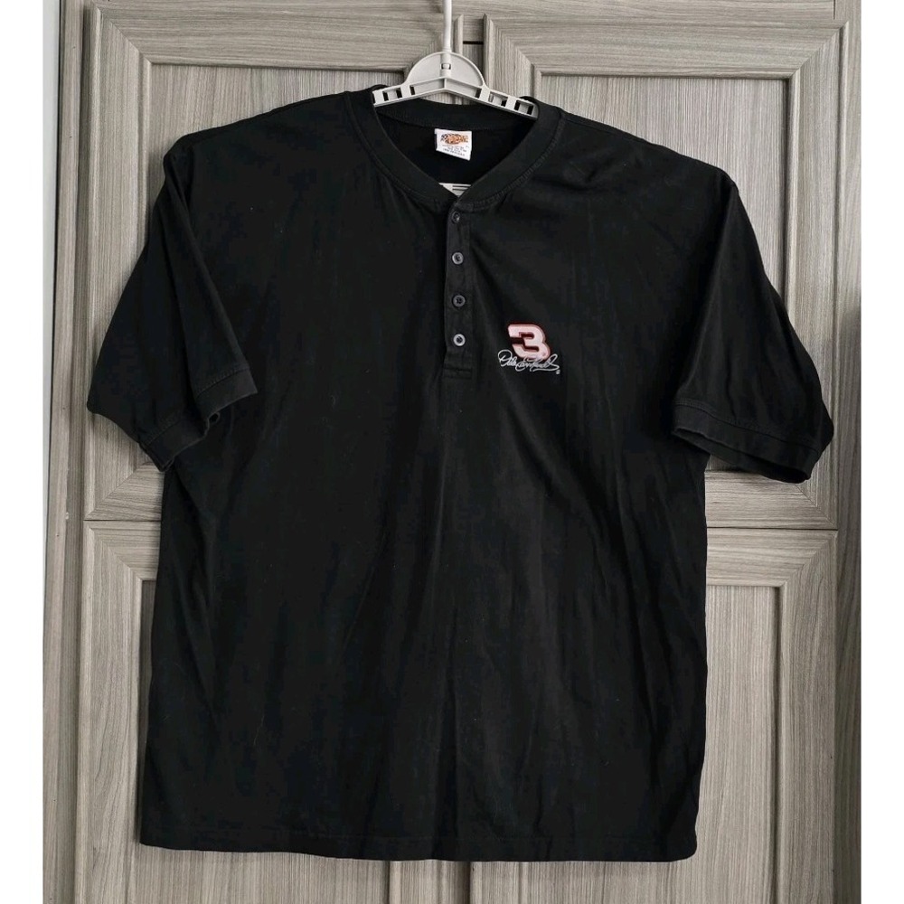 Winner's Circle Dale Earnhardt #3 Black Collared XL Tee Shirt 1/4 Button-Up